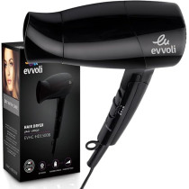 Evvoli Hair Dryer, 1500W, Powerful Dc Motor Fast Drying Hair Dryer With 4 Speeds, Foldable Handle, Black, EVHC-HD1500B