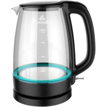 Evvoli Glass Body Kettle, 1.7 Liter, EVKA-KE17MB