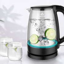 Evvoli Glass Body Kettle, 1.7 Liter, EVKA-KE17MB