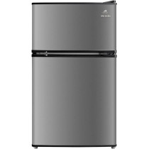 Evvoli Top Mount Refrigerator, 100 Liters, Adjustable Leg, Interior Light, Defrost Type, Silver, EVRFM-100LS