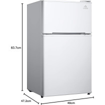 Evvoli Top Mount Refrigerator, 100 Liters, Adjustable Leg, Interior Light, Defrost Type, White, EVRFM-100LW