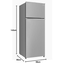 Evvoli 225 Liters Double Door Refrigerator, Silver, EVRFM-225S