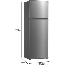 Evvoli 300 Liters Double Door Refrigerator, Silver, EVRFM-300S