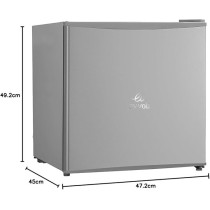 Evvoli Mini Fridge, 50 Liters, Seperated Chiller Compartment, Adjustable Leg, Reversible Door, Defrost Type, Silver, EVRFM-50S