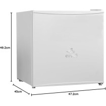 Evvoli Mini Fridge, 50 Liters, Seperated Chiller Compartment, Adjustable Leg, Reversible Door, Defrost Type, White, EVRFM-50W