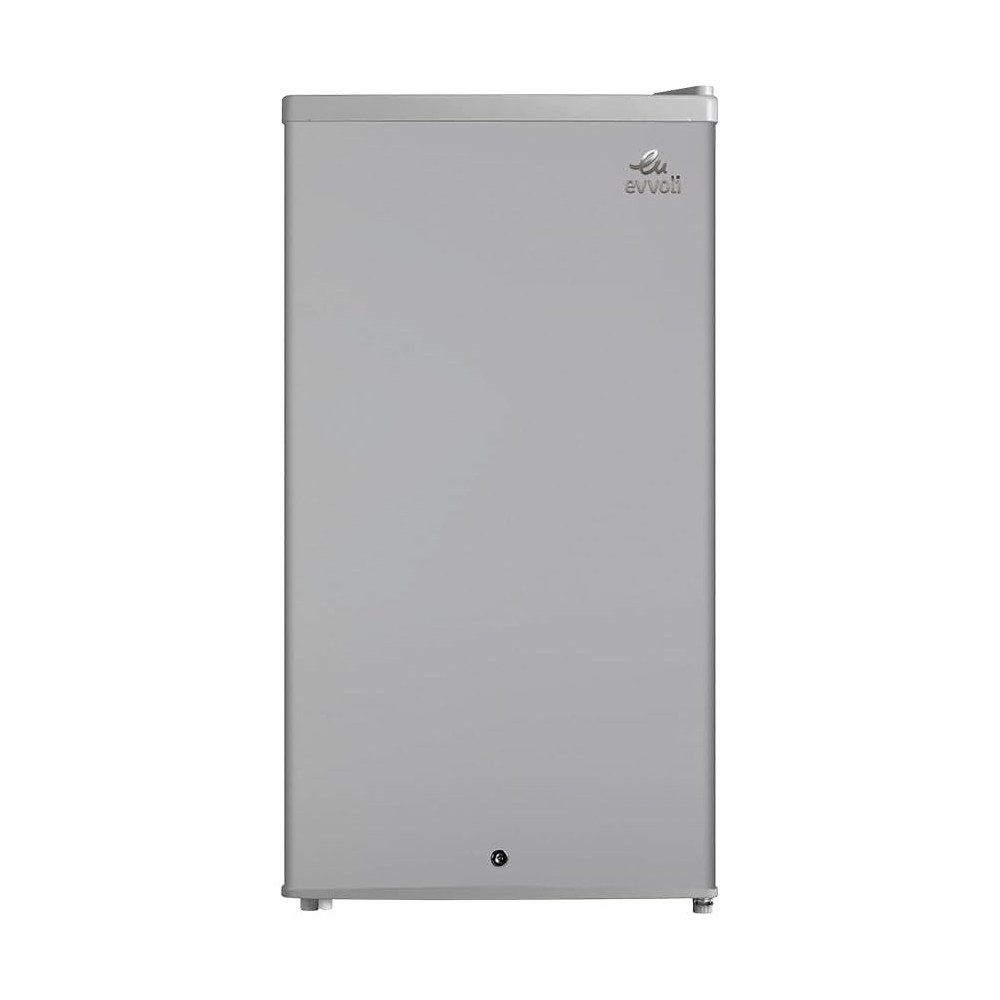 Evvoli Mini Fridge, 90 Liters, Mechanical Control, Recessed Handle, Adjustable Legs, Defrost Type, Silver, EVRFM-90LS