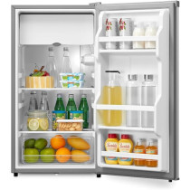 Evvoli Mini Fridge, 90 Liters, Mechanical Control, Recessed Handle, Adjustable Legs, Defrost Type, Silver, EVRFM-90LS