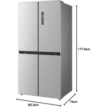 Evvoli 575 Liters French Door Refrigerator, Silver, EVRFM-F575S