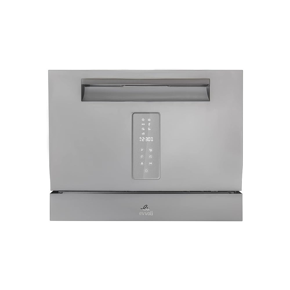 Evvoli Table Top Dishwasher, 6 Place Settings, Residual Heating Dry, Child Lock, Touch Control, EVDW-6MS
