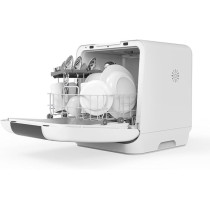 Evvoli Mini Table Top Portable Dishwasher With 3 Place Settings, 7 Program, Touch Control, LED Display, Delay Start And Off-Peak Wash Function, White, EVDW-3W
