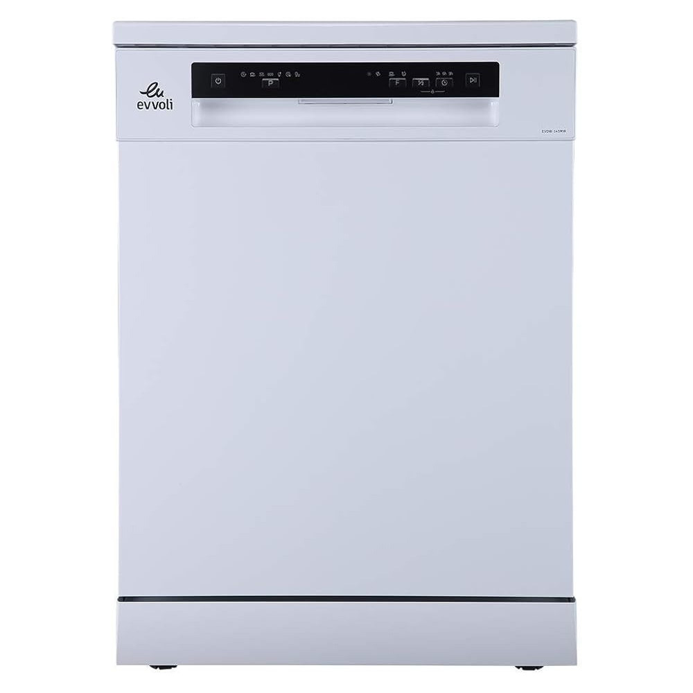 Evvoli Free Standing Dishwasher 7 Programs 14 Place Setting, 3 Rack Levels, High Energy Efficiency, Quiet, White Colour, EVDW-143MW