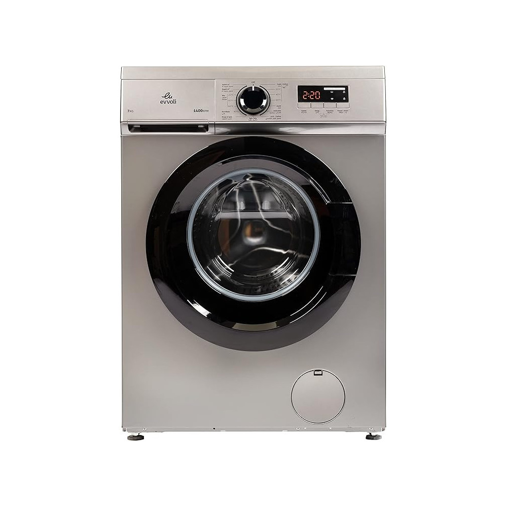 Evvoli 7 Kg 1400 Rpm Front Load Washing Machine, Silver, EVWM-FUNM-714S