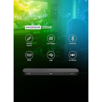 Evvoli 2.2Ch Soundbar With Bluetooth And LED Display, 200W, Black, EVAUD-SB200B