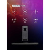 Evvoli 2.1Ch Soundbar With Wireless Subwofer, Bluetooth And LED Display, 240W, Black, EVAUD-SB241B