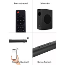 Evvoli 2.1Ch Soundbar With Wireless Subwofer, Bluetooth And LED Display, 240W, Black, EVAUD-SB241B
