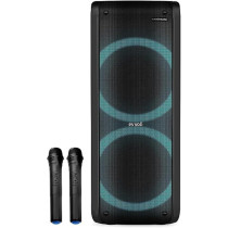 Evvoli Portable Party Speaker Bluetooth With Two Wireless Mic And Colorful LED Dazzled Lights, 80W, Black, EVAUD-PT80B
