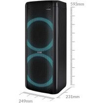 Evvoli Portable Party Speaker Bluetooth With Two Wireless Mic And Colorful LED Dazzled Lights, 80W, Black, EVAUD-PT80B