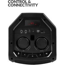 Evvoli Portable Party Speaker Bluetooth With Two Wireless Mic And Colorful LED Dazzled Lights, 80W, Black, EVAUD-PT80B