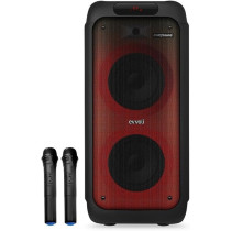 Evvoli Portable Party Speaker Bluetooth With Two Wireless Mic, Built In Lights And Splashproof Design, 160W, Black, EVAUD-PT160B