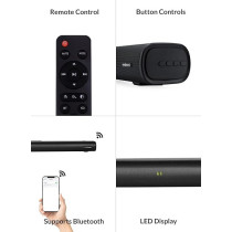 Evvoli 2.0Ch Single Soundbar With Bluetooth And LED Display, 120W, Black, EVAUD-SB120B
