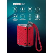 Evvoli 5 Watts Water-Resistant Indoor And Outdoor Bluetooth Speaker With A Built-In Microphone, Red, EVAUD-MB5A