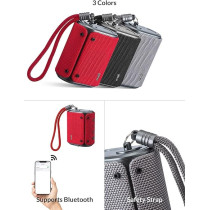 Evvoli 5 Watts Water-Resistant Indoor And Outdoor Bluetooth Speaker With A Built-In Microphone, Red, EVAUD-MB5A