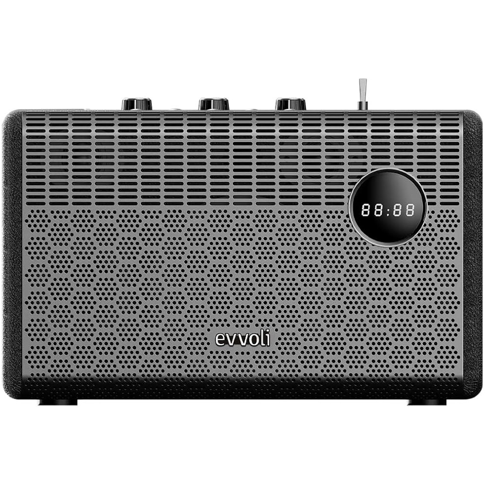 Evvoli Portable Wireless Retro Bluetooth Speaker With 50W Heavy Bass Speaker For Home, Outdoor, Office And Party, Black, EVAUD-RB51A