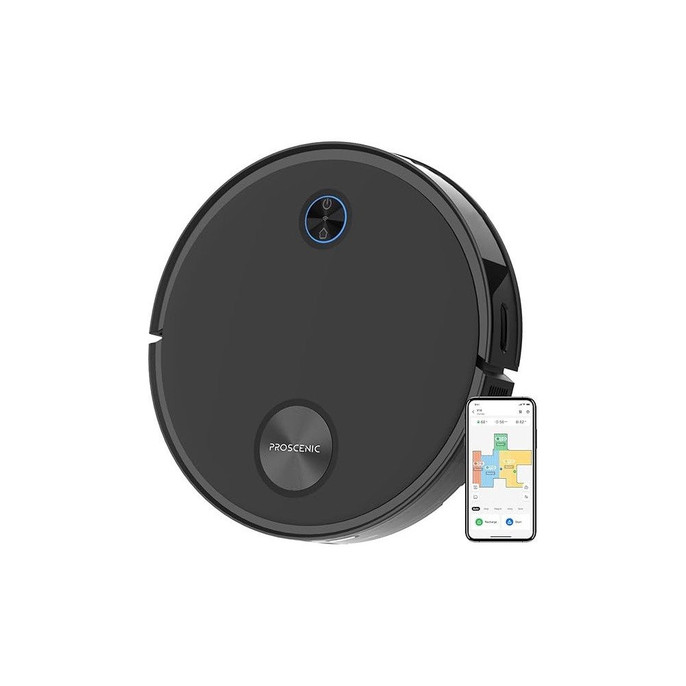 Proscenic V10 Robot Vacuum Cleaner 2 in 1 PathPro Laser Assisted Navigation Sonic Washer App/Alexa/Siri/IFTTT Control Ideal for Carpets/Floors/Pet, Black, 1 Year Warranty
