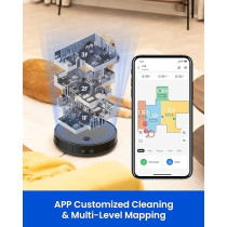 Proscenic V10 Robot Vacuum Cleaner 2 in 1 PathPro Laser Assisted Navigation Sonic Washer App/Alexa/Siri/IFTTT Control Ideal for Carpets/Floors/Pet, Black, 1 Year Warranty