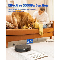 Proscenic V10 Robot Vacuum Cleaner 2 in 1 PathPro Laser Assisted Navigation Sonic Washer App/Alexa/Siri/IFTTT Control Ideal for Carpets/Floors/Pet, Black, 1 Year Warranty