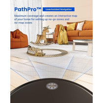 Proscenic V10 Robot Vacuum Cleaner 2 in 1 PathPro Laser Assisted Navigation Sonic Washer App/Alexa/Siri/IFTTT Control Ideal for Carpets/Floors/Pet, Black, 1 Year Warranty