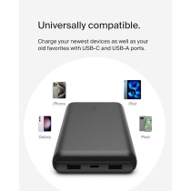 Belkin USB C Portable Charger 20000 Mah, 20K Power Bank With Type Input Output Port And 2 A Ports Included To Cable For Iphone, Galaxy, More, Black