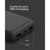 Belkin USB C Portable Charger 20000 Mah, 20K Power Bank With Type Input Output Port And 2 A Ports Included To Cable For Iphone, Galaxy, More, Black