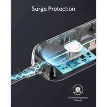 Anker Extension Lead With 2 USB Ports And 4 Wall Outlets, Power Strip With USB Charging And Surge Protection, White