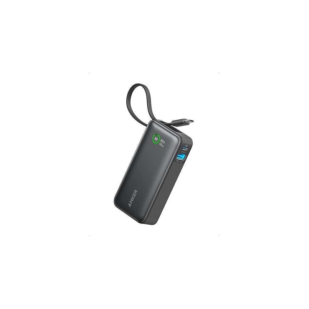 Anker 10,000 mAh With Built-In USB-C Cable, PD 30 W Nano Power Bank, Black