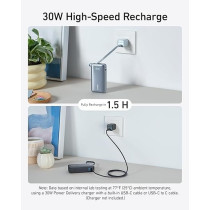Anker 10,000 mAh With Built-In USB-C Cable, PD 30 W Nano Power Bank, Black