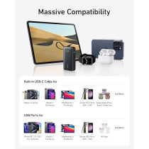 Anker 10,000 mAh With Built-In USB-C Cable, PD 30 W Nano Power Bank, Black