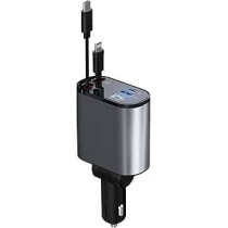 Lekvkm Fast Car Charger 4 Ports Car Charger Adapter Fast Charging Car Cigarette Lighter Plug For iPhone Type-C Plus iPhone, Samsung, Huawei