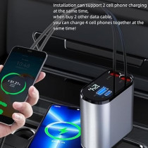 Lekvkm Fast Car Charger 4 Ports Car Charger Adapter Fast Charging Car Cigarette Lighter Plug For iPhone Type-C Plus iPhone, Samsung, Huawei