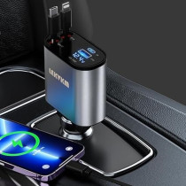 Lekvkm Fast Car Charger 4 Ports Car Charger Adapter Fast Charging Car Cigarette Lighter Plug For iPhone Type-C Plus iPhone, Samsung, Huawei