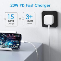 Tortoise Look MFi Certified 20W USB C Fast Charger Plug Cable For All iPhone Device, White