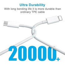 Tortoise Look MFi Certified 20W USB C Fast Charger Plug Cable For All iPhone Device, White