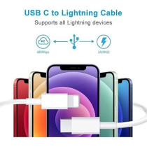 Tortoise Look MFi Certified 20W USB C Fast Charger Plug Cable For All iPhone Device, White