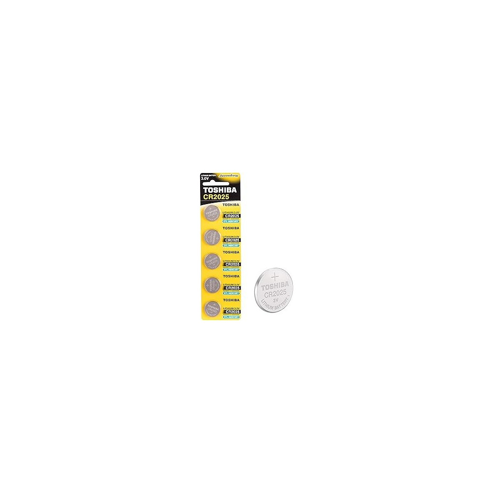 Toshiba 3V Lithium Coin Cell Battery Pack Of 5 Batteries, CR2025
