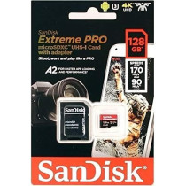 Sandisk Extreme Pro Microsdxc Uhs I Card With Adapter, 128 Gb SDSQXCY 128G GN6MA, Black, 128Gb Microsdxc