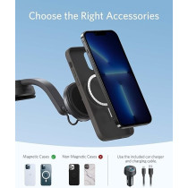 Anker Magnetic Wireless Charger Maggo, 613 Car Charging Mount With 2-Port Usb Charger, 5 Ft Usb-C To Usb-A Cable, Strong Alignment Only For Iphone 13, 12 /12 Pro /12 Max Mini