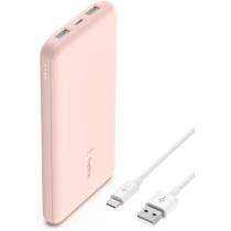 Belkin 10000Mah Portable Power Bank, Usb-C Portable Charger With 1 Usb-C Port And 2 Usb-A Ports, Battery Pack For Up To 15W Charging For Iphone, Samsung Galaxy, Airpods, Ipad, Rose Gold