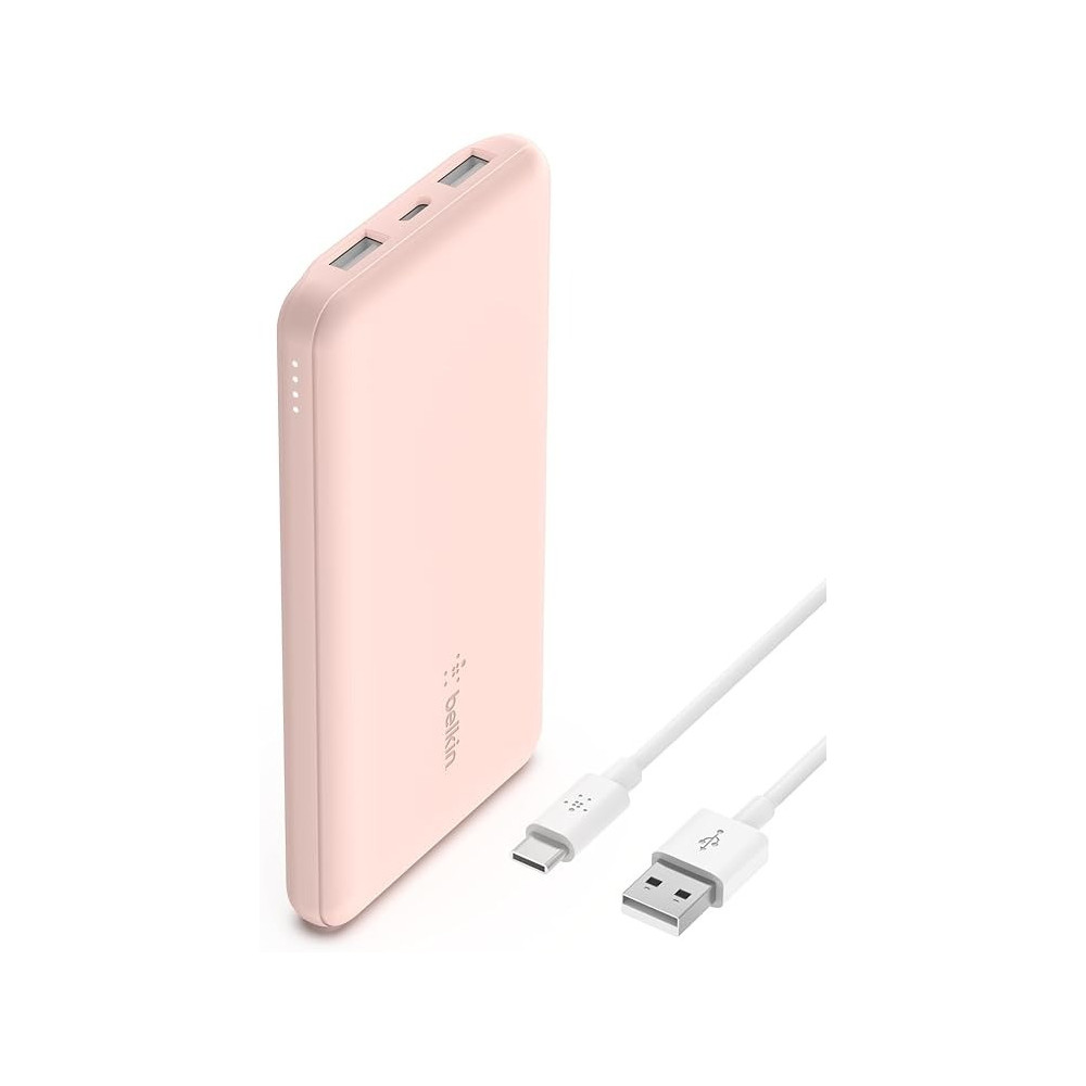 Belkin 10000Mah Portable Power Bank, Usb-C Portable Charger With 1 Usb-C Port And 2 Usb-A Ports, Battery Pack For Up To 15W Charging For Iphone, Samsung Galaxy, Airpods, Ipad, Rose Gold