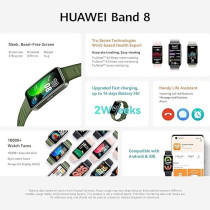 Huawei Band 8 Smart Watch, Ultra-Thin Design, Scientific Sleeping Tracking, 2-Week Battery Life, Compatible With Android And Ios, 24/7 Health Management, Black