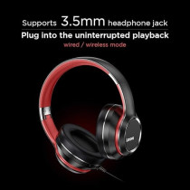 Lenovo Hd200 17Cm Bluetooth Wireless Over Ear Headphone, Black/Red